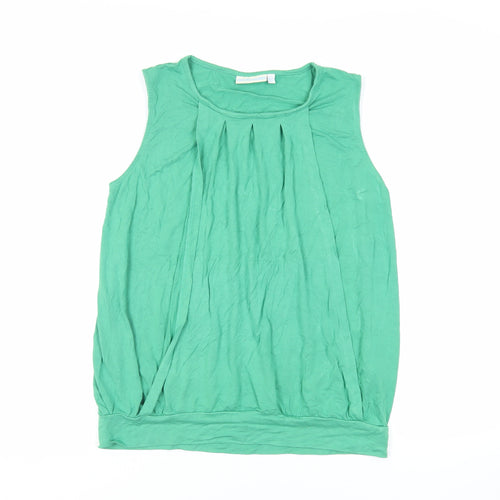 JoJo Maman Bébé Womens Green Viscose Basic Blouse Size S Round Neck - Front Pleat Detail