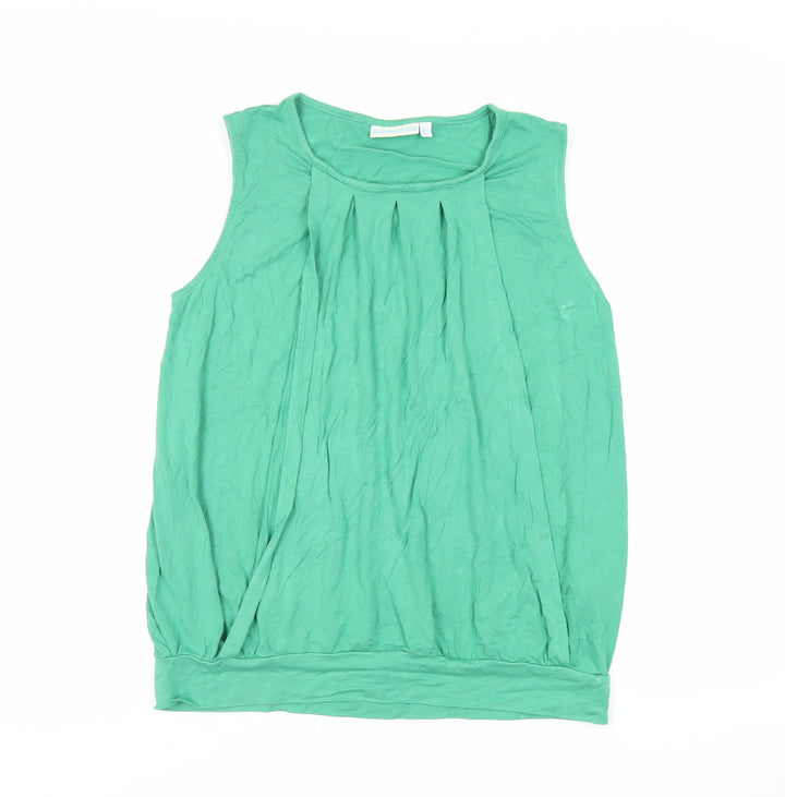 JoJo Maman Bébé Womens Green Viscose Basic Blouse Size S Round Neck - Front Pleat Detail
