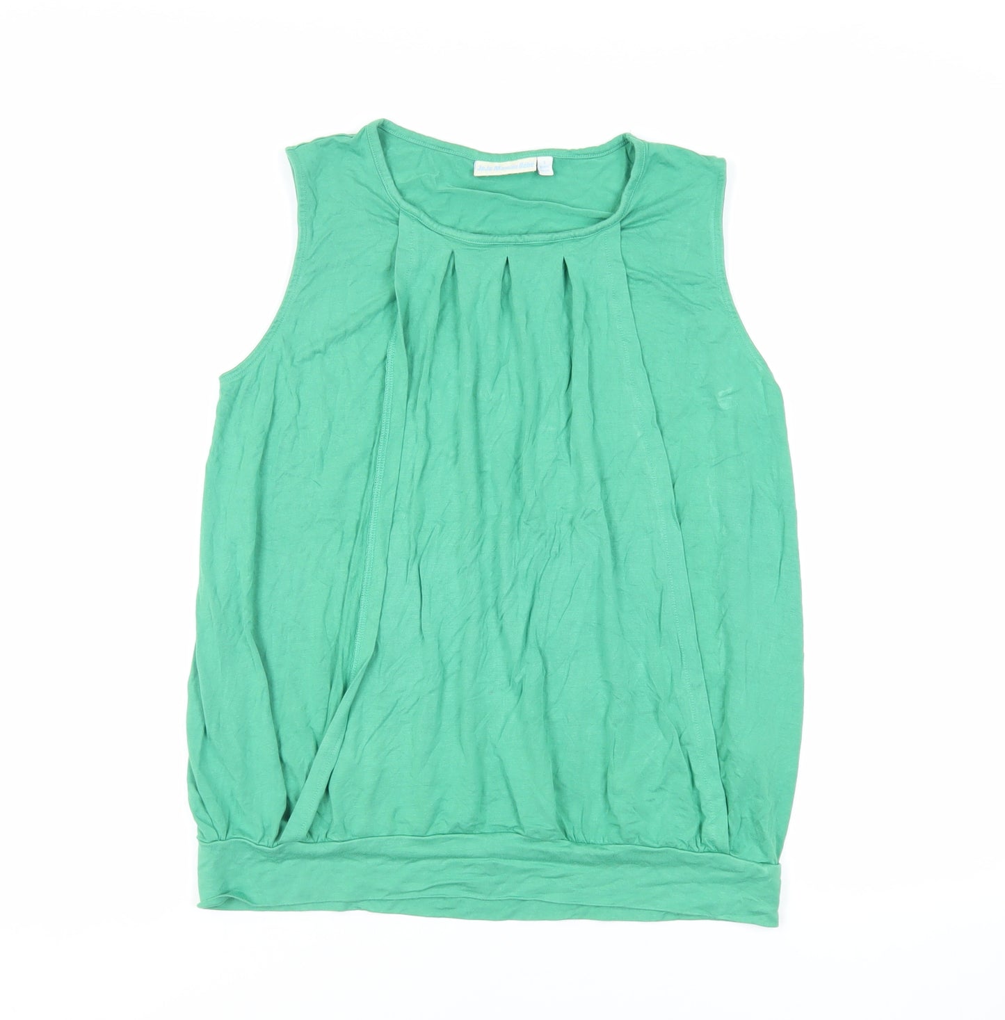 JoJo Maman Bébé Womens Green Viscose Basic Blouse Size S Round Neck - Front Pleat Detail
