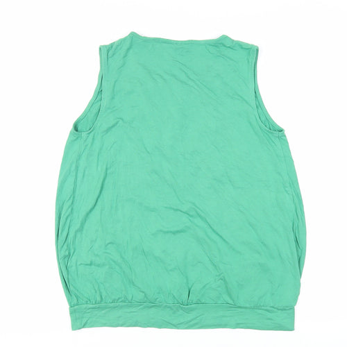 JoJo Maman Bébé Womens Green Viscose Basic Blouse Size S Round Neck - Front Pleat Detail