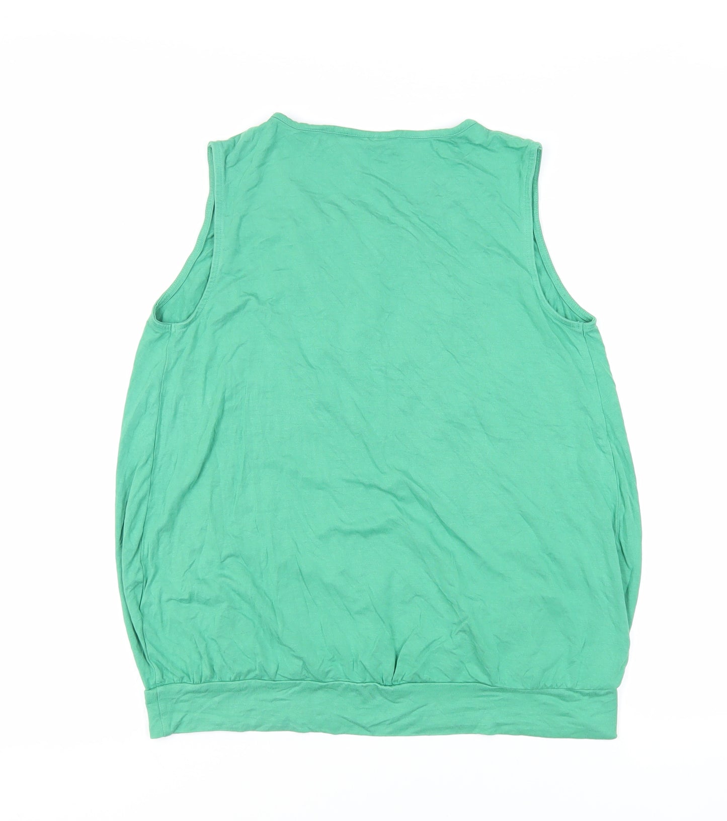 JoJo Maman Bébé Womens Green Viscose Basic Blouse Size S Round Neck - Front Pleat Detail