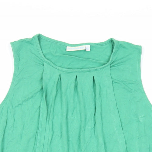 JoJo Maman Bébé Womens Green Viscose Basic Blouse Size S Round Neck - Front Pleat Detail