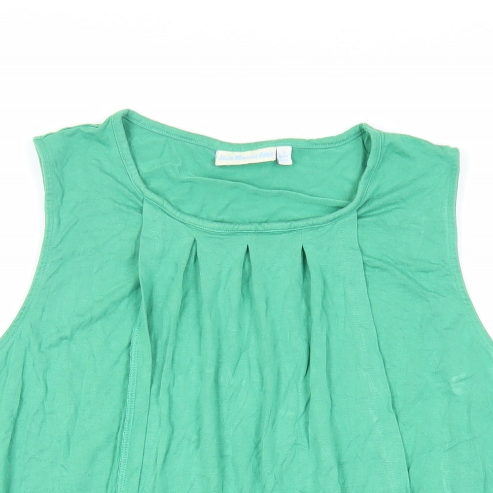 JoJo Maman Bébé Womens Green Viscose Basic Blouse Size S Round Neck - Front Pleat Detail