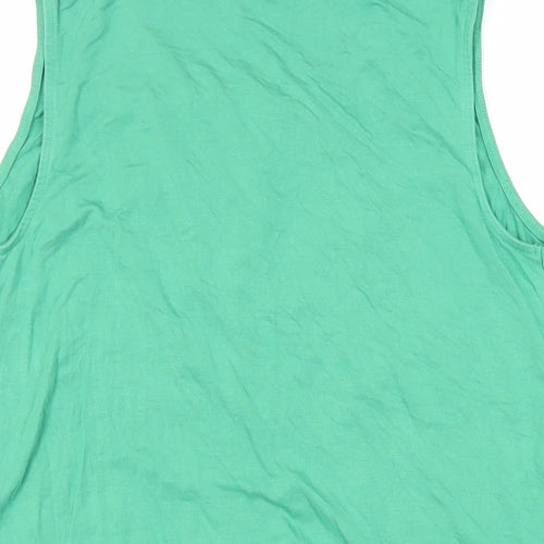 JoJo Maman Bébé Womens Green Viscose Basic Blouse Size S Round Neck - Front Pleat Detail