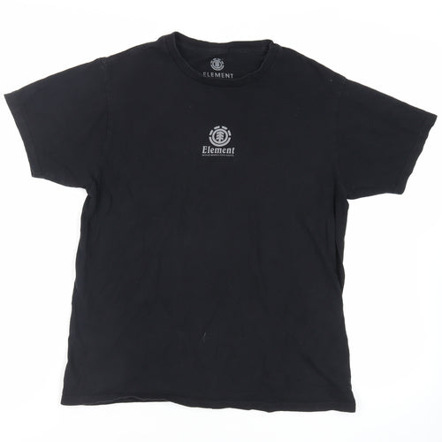 Element Mens Black Cotton T-Shirt Size M Crew Neck - Logo