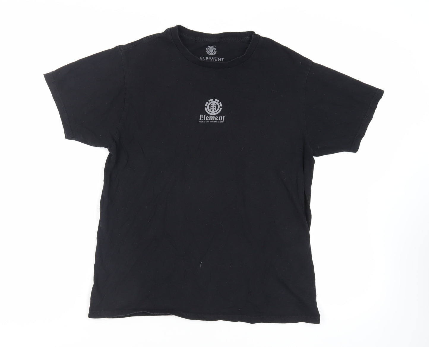 Element Mens Black Cotton T-Shirt Size M Crew Neck - Logo