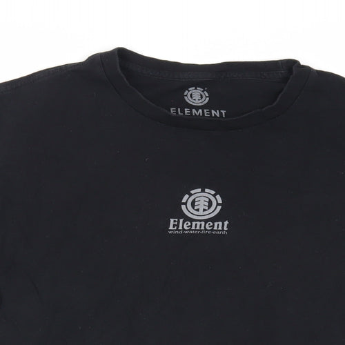 Element Mens Black Cotton T-Shirt Size M Crew Neck - Logo