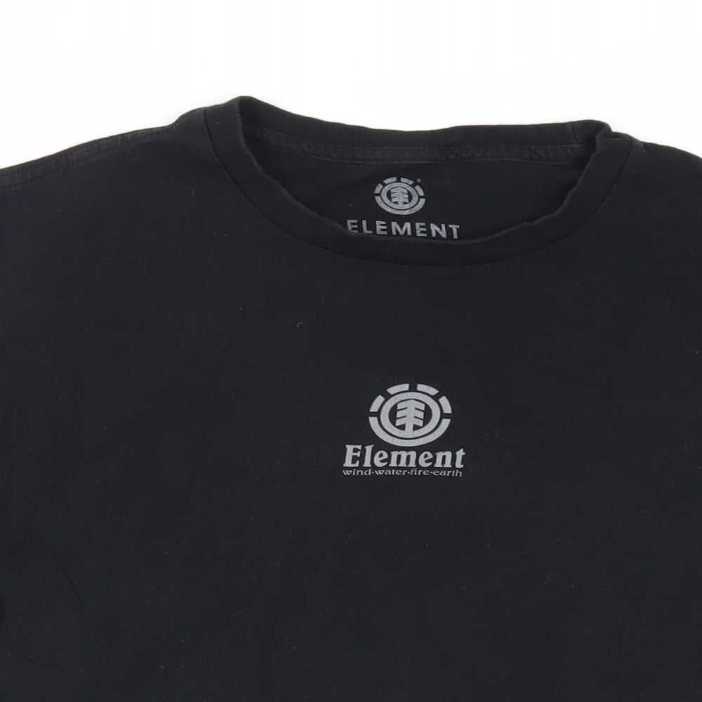 Element Mens Black Cotton T-Shirt Size M Crew Neck - Logo