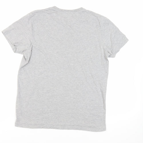 Disney Womens Grey Cotton Basic T-Shirt Size L Crew Neck - Mickey Mouse