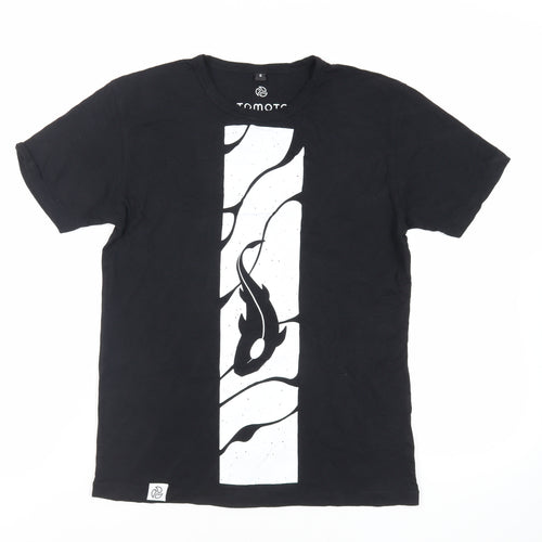 Tomoto Womens Black Viscose Basic T-Shirt Size S Crew Neck