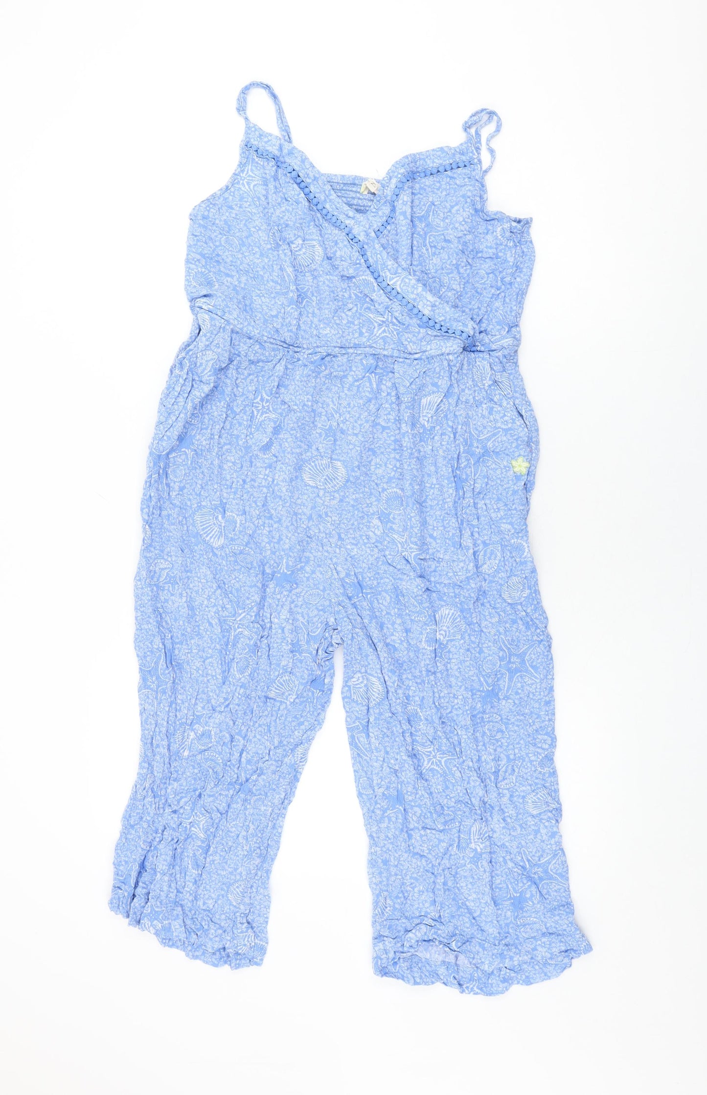 White Stuff Womens Blue Geometric Viscose Jumpsuit One-Piece Size XL L17 in Pullover