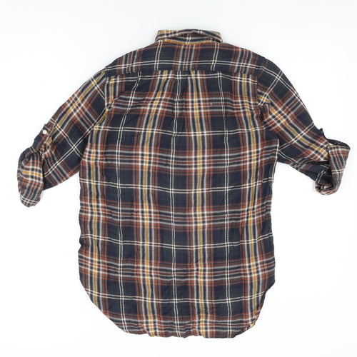 Gap Womens Blue Plaid Cotton Basic T-Shirt Size XS Collared
