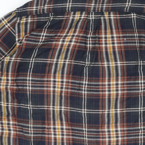 Gap Womens Blue Plaid Cotton Basic T-Shirt Size XS Collared