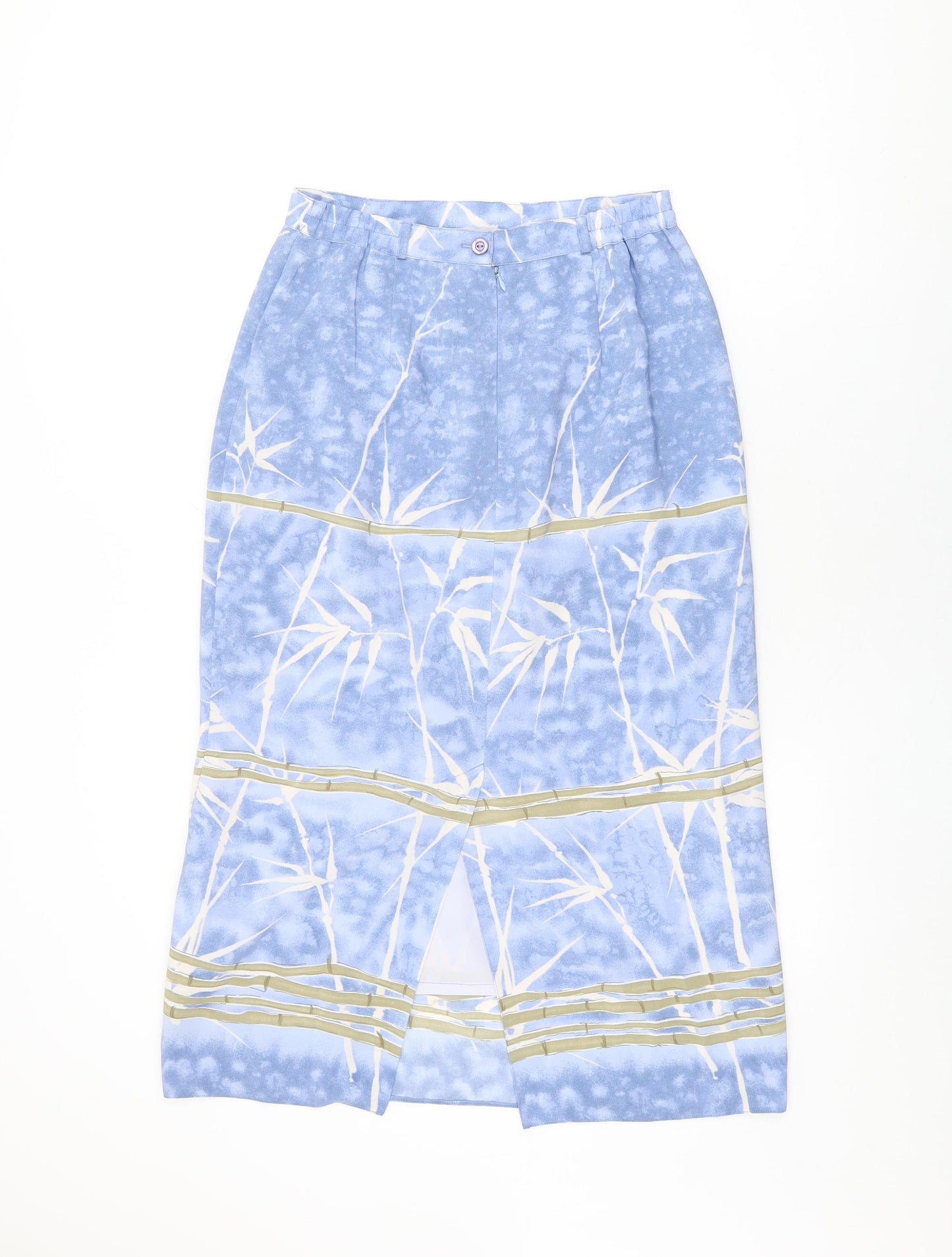 Bonmarché Womens Blue Geometric Polyester Flare Skirt Size 14 Zip