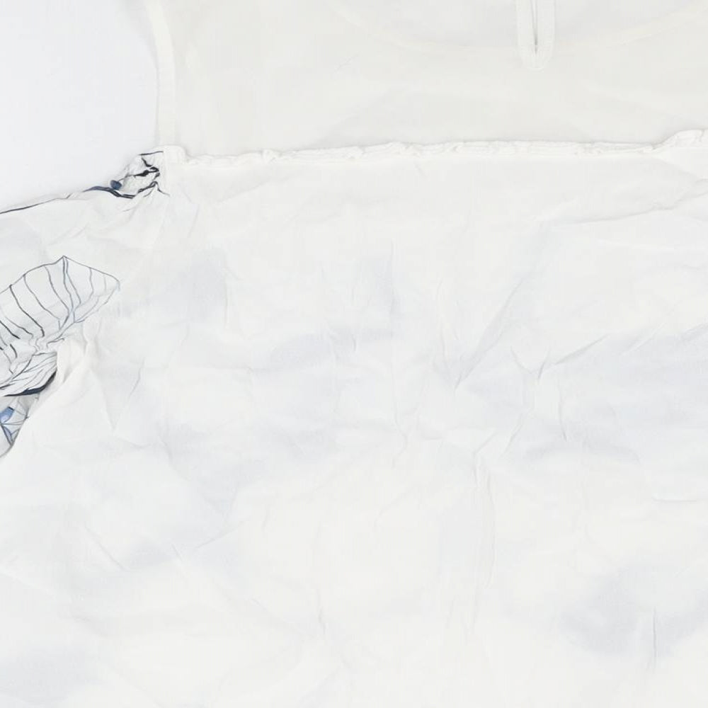 Mint Velvet Womens White Floral Viscose Basic T-Shirt Size 12 Round Neck