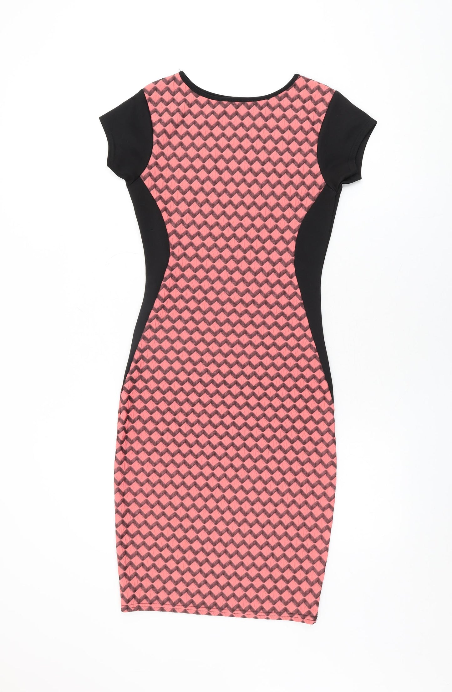 Quiz Womens Pink Geometric Polyester Bodycon Size 8 Round Neck Pullover