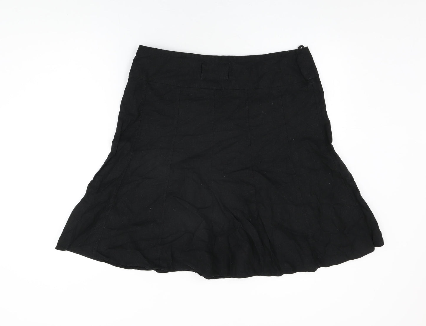 Dorothy Perkins Womens Black Linen Flare Skirt Size 16 Zip