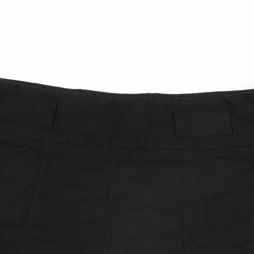 Dorothy Perkins Womens Black Linen Flare Skirt Size 16 Zip