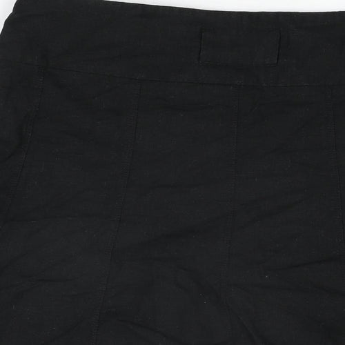 Dorothy Perkins Womens Black Linen Flare Skirt Size 16 Zip