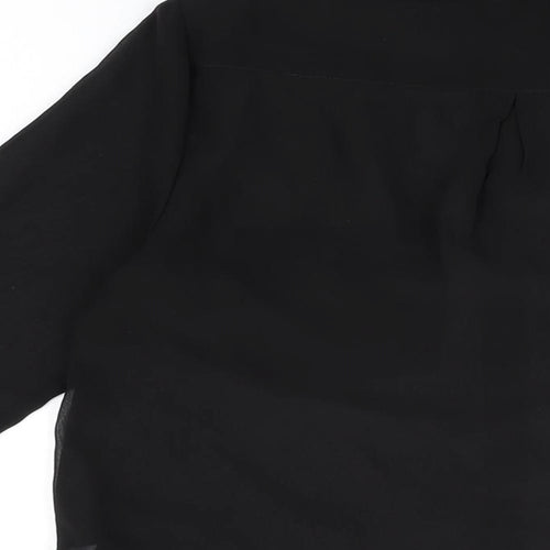 Stradivarius Womens Black Polyester Basic Button-Up Size M Collared - Beaded Collar