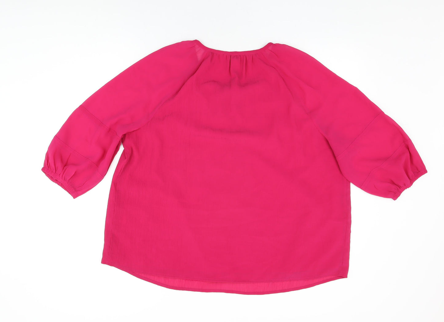 Per Una Womens Pink Polyester Basic Blouse Size 16 Round Neck