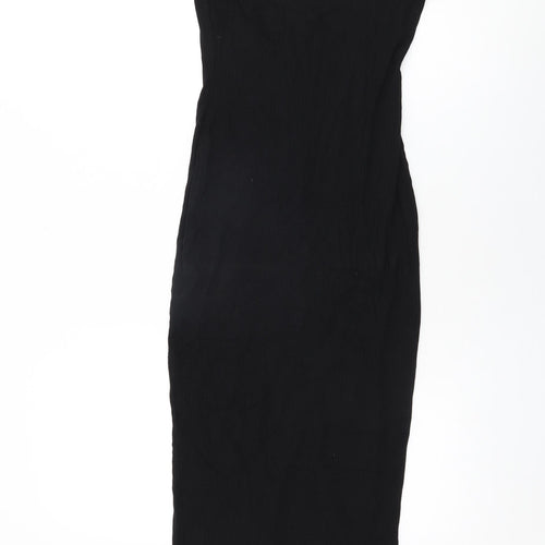 ASOS Womens Black Polyester Bodycon Size 8 Off the Shoulder Snap