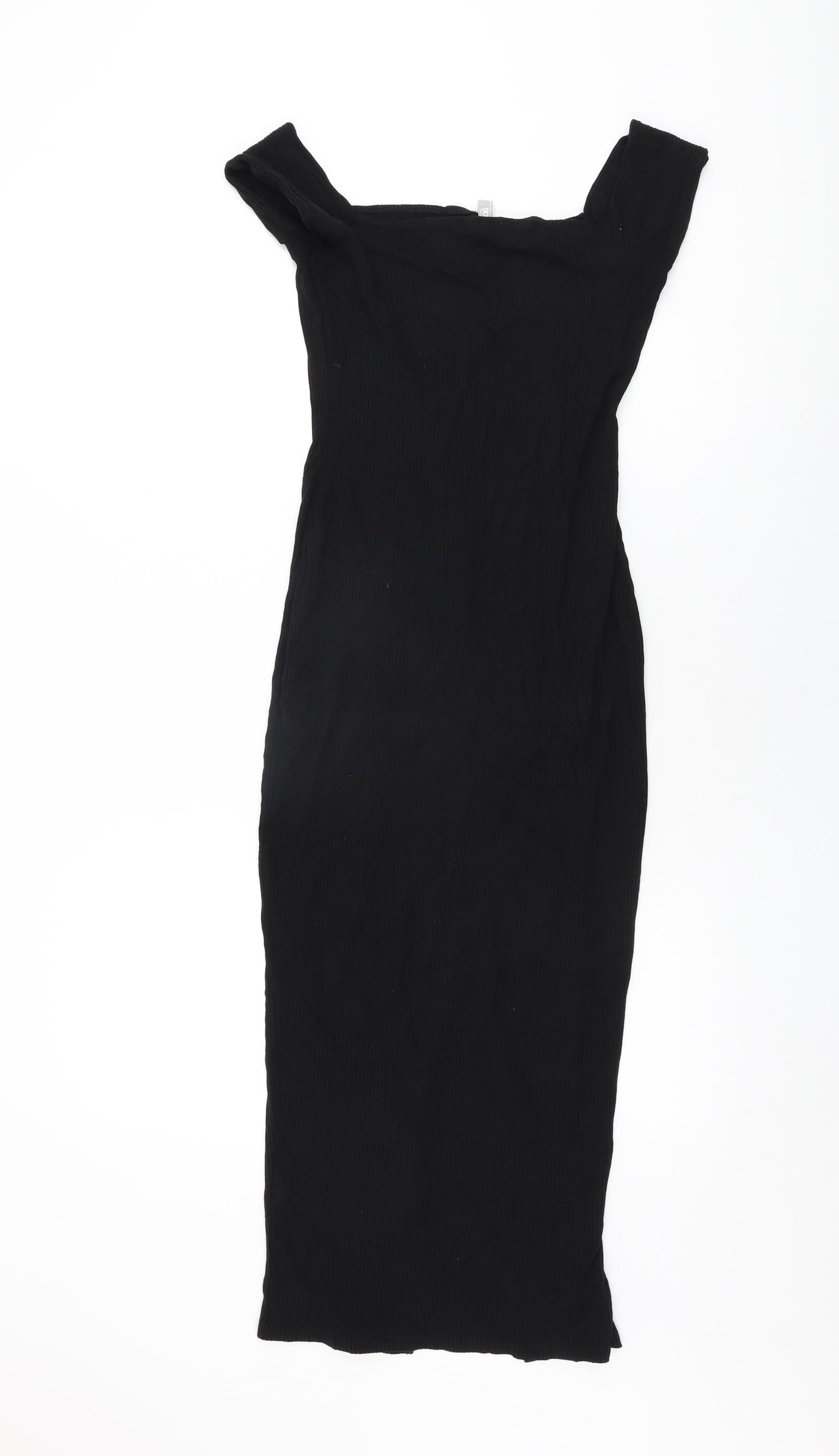 ASOS Womens Black Polyester Bodycon Size 8 Off the Shoulder Snap