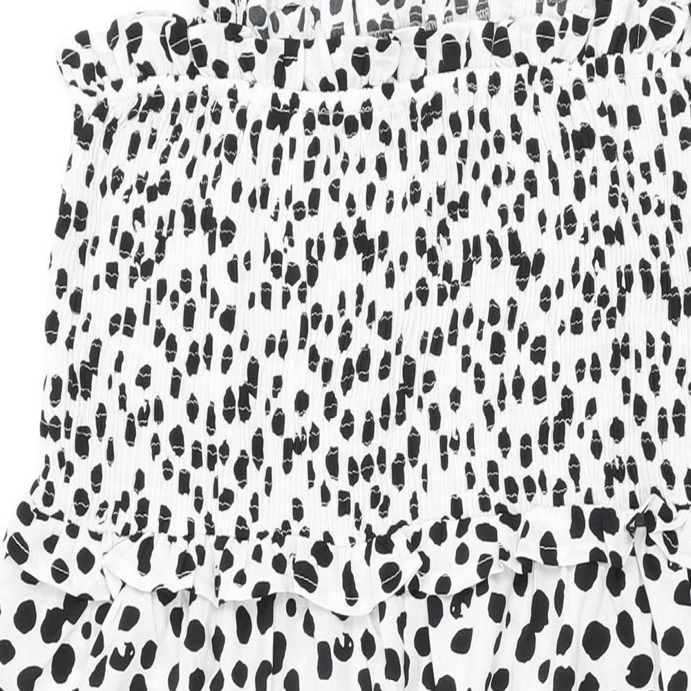 Influence Womens White Polka Dot Polyester Shift Size 20 Square Neck Pullover