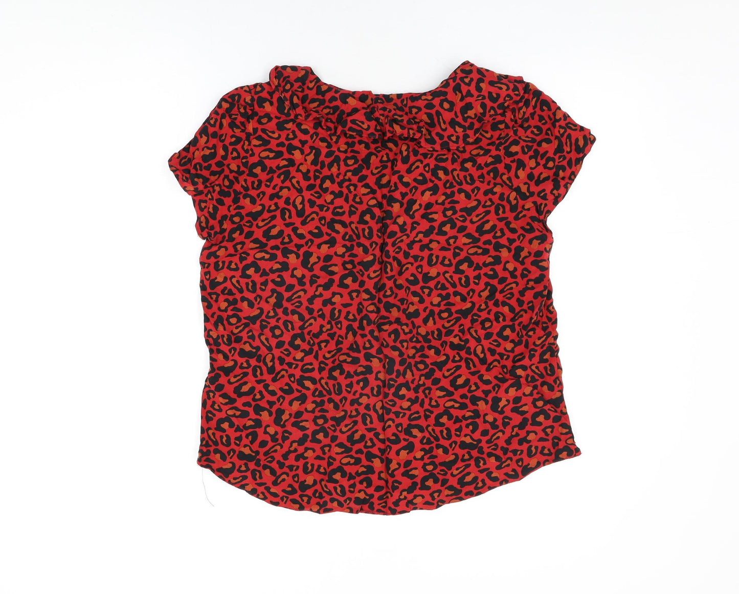 Dorothy Perkins Womens Red Animal Print Viscose Basic T-Shirt Size 14 V-Neck
