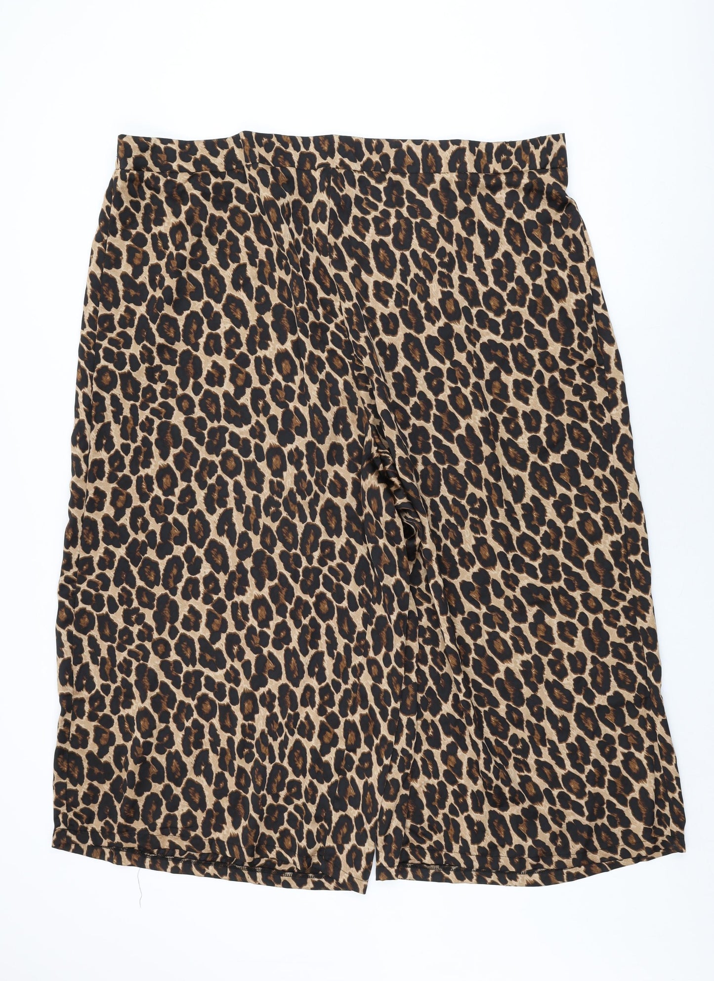 New Look Womens Beige Polyester Cropped Trousers Size 28 L23 in Regular - Leopard Print