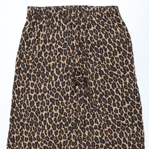 New Look Womens Beige Polyester Cropped Trousers Size 28 L23 in Regular - Leopard Print