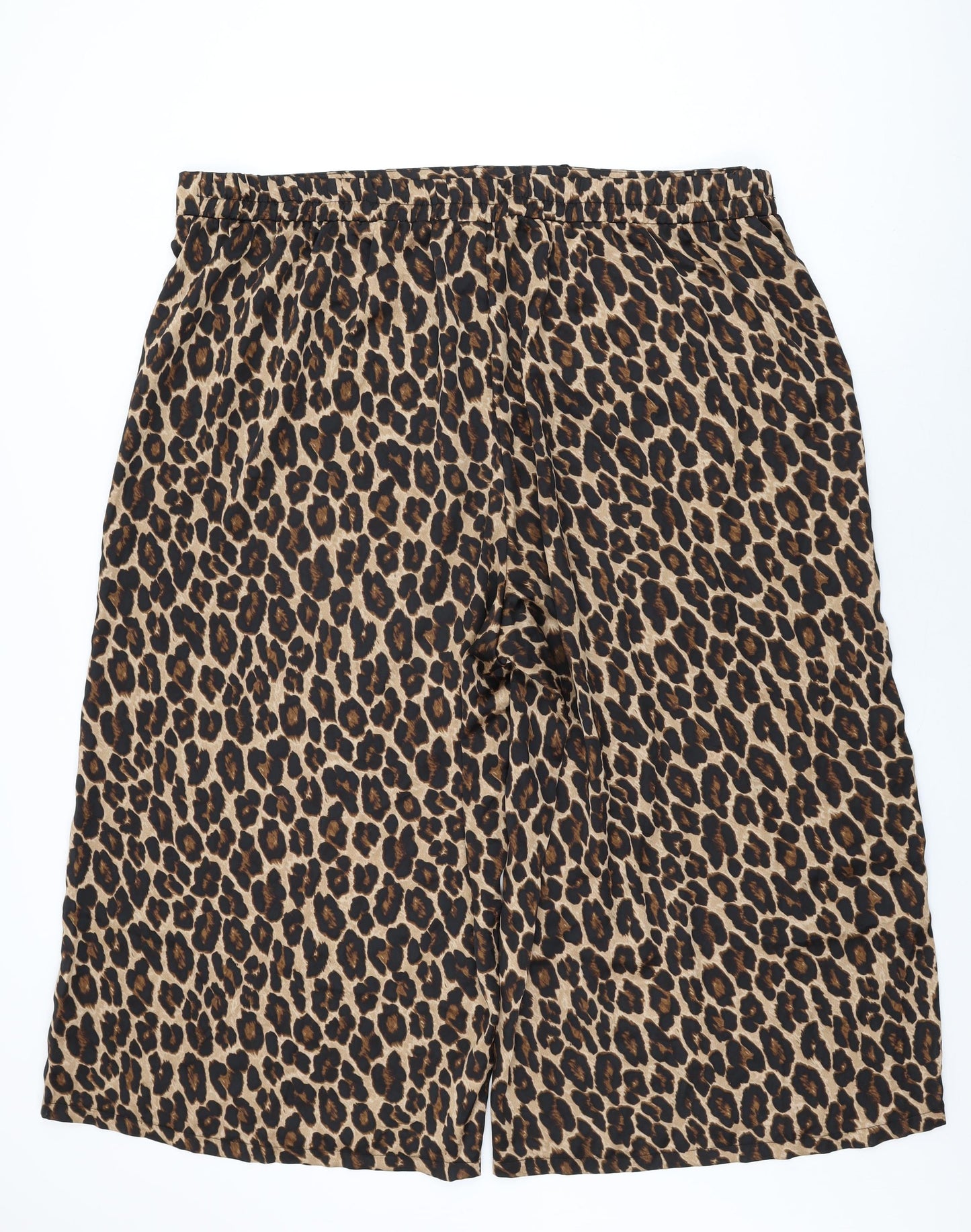 New Look Womens Beige Polyester Cropped Trousers Size 28 L23 in Regular - Leopard Print