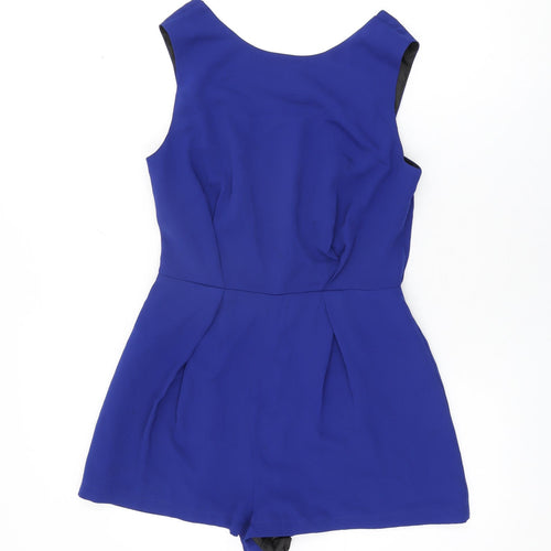 Topshop Womens Blue Polyester Playsuit One-Piece Size 10 L3 in Zip