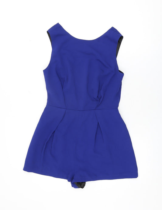 Topshop Womens Blue Polyester Playsuit One-Piece Size 10 L3 in Zip