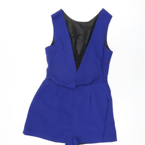 Topshop Womens Blue Polyester Playsuit One-Piece Size 10 L3 in Zip