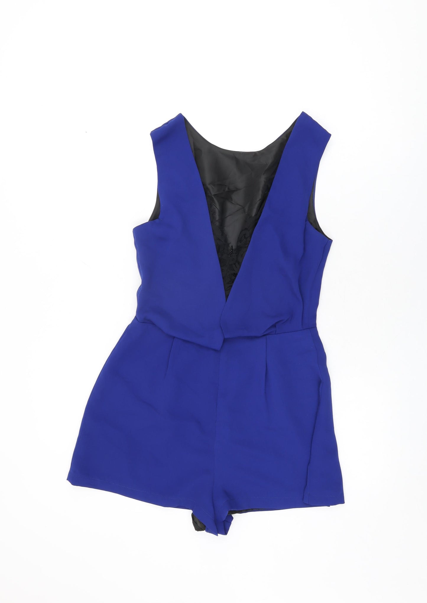 Topshop Womens Blue Polyester Playsuit One-Piece Size 10 L3 in Zip