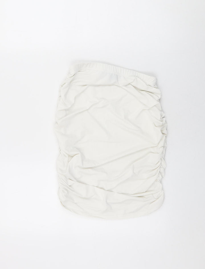 PRETTYLITTLETHING Womens White Polyester Mini Skirt Size 8