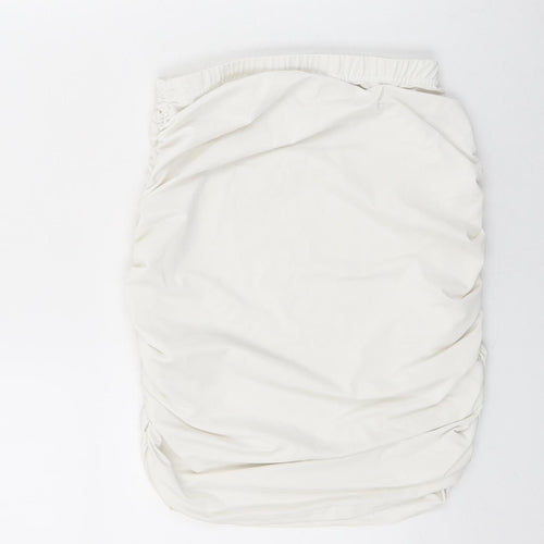 PRETTYLITTLETHING Womens White Polyester Mini Skirt Size 8