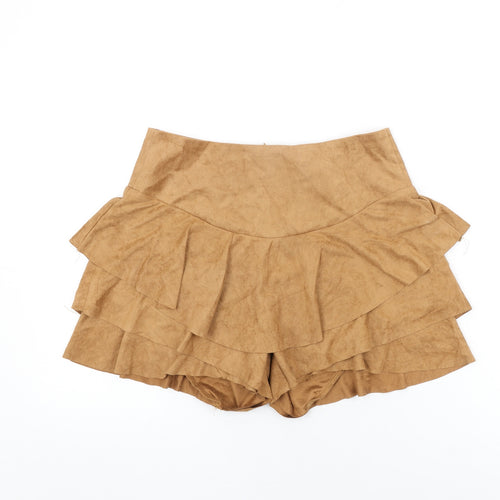 Missguided Womens Brown Polyester Basic Shorts Size M L3 in Regular Zip - Suede