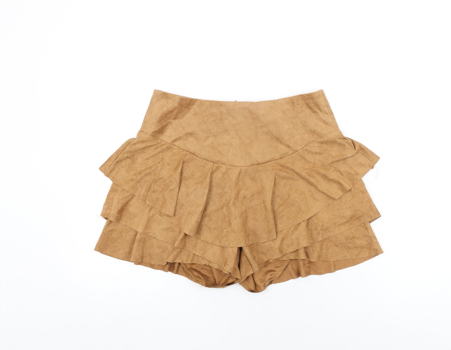 Missguided Womens Brown Polyester Basic Shorts Size M L3 in Regular Zip - Suede