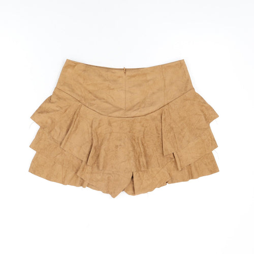 Missguided Womens Brown Polyester Basic Shorts Size M L3 in Regular Zip - Suede