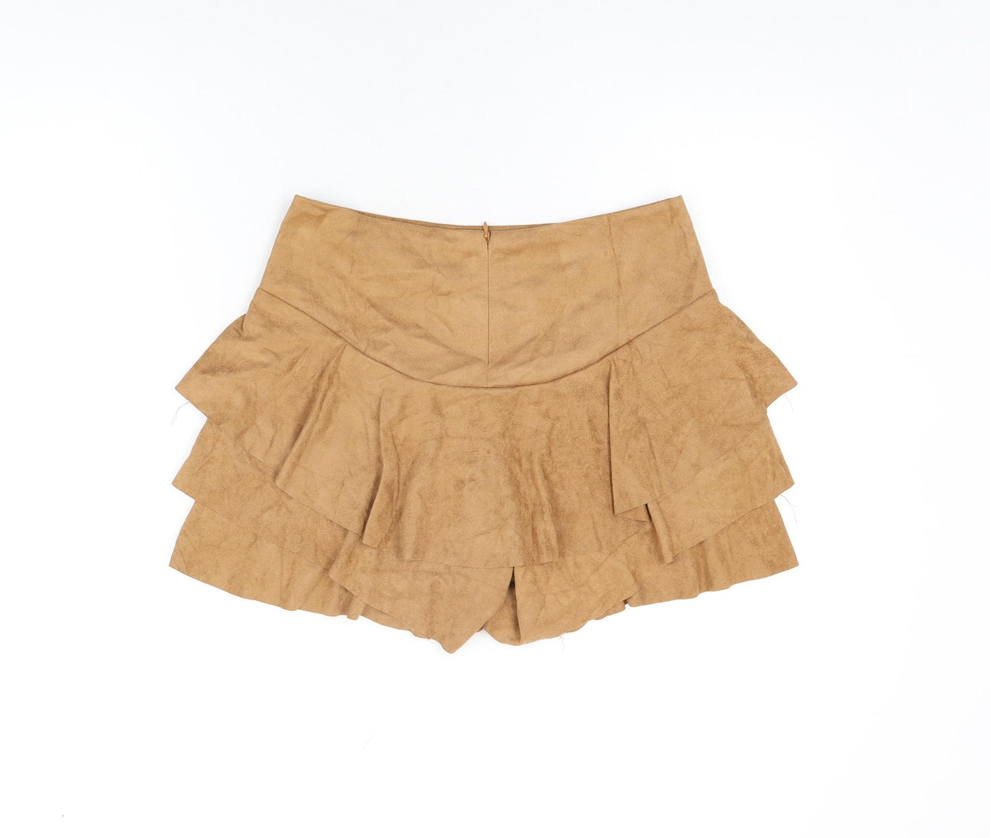 Missguided Womens Brown Polyester Basic Shorts Size M L3 in Regular Zip - Suede