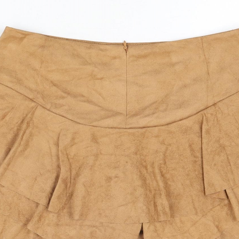 Missguided Womens Brown Polyester Basic Shorts Size M L3 in Regular Zip - Suede