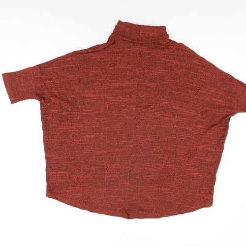 River Island Womens Red Viscose Basic T-Shirt Size 8 Roll Neck