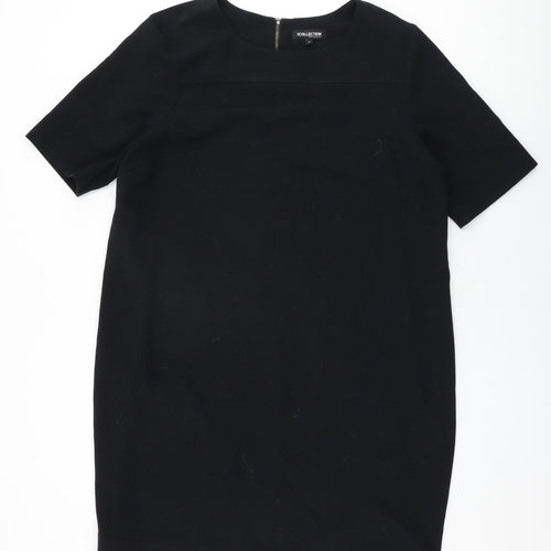 Debenhams Womens Black Polyester Shift Size 18 Round Neck Zip