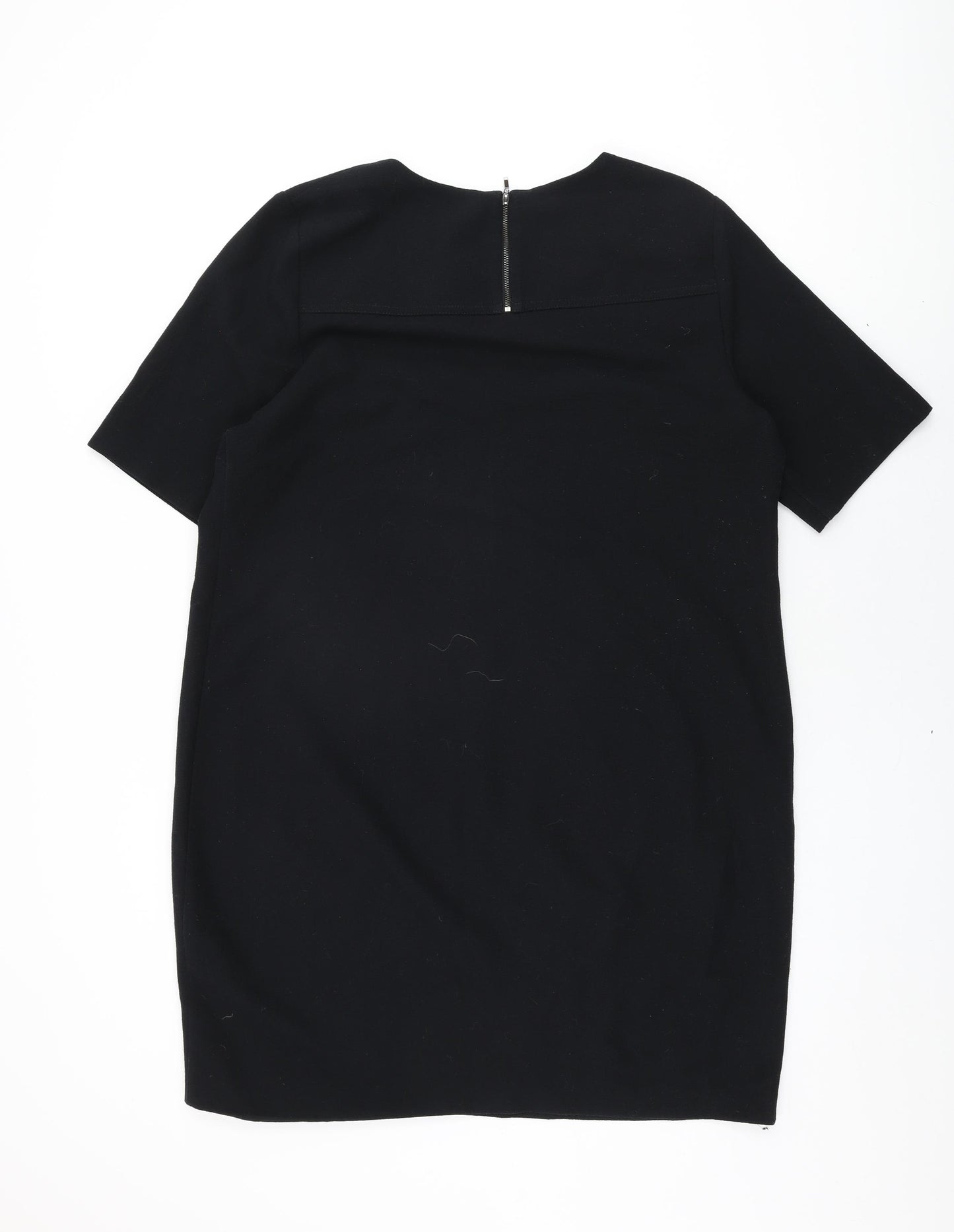 Debenhams Womens Black Polyester Shift Size 18 Round Neck Zip