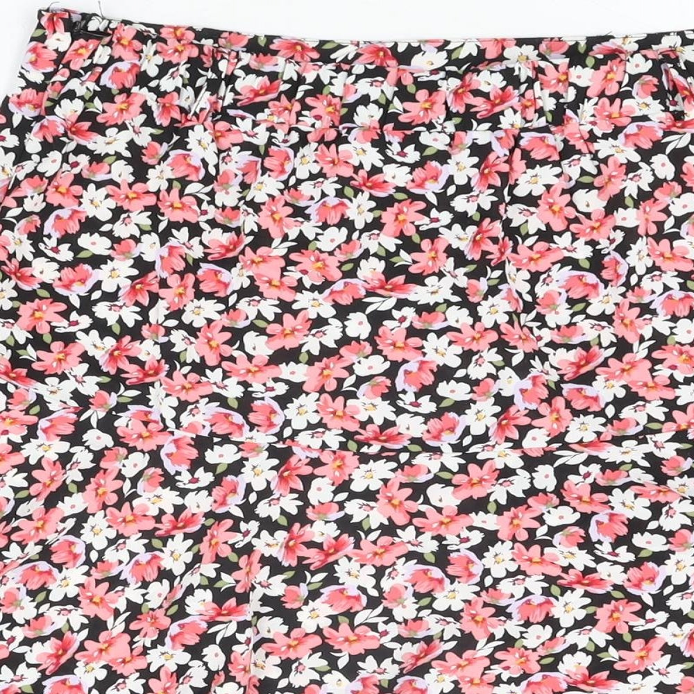 Cameo Rose Womens Black Floral Polyester Mini Skirt Size 14 Zip