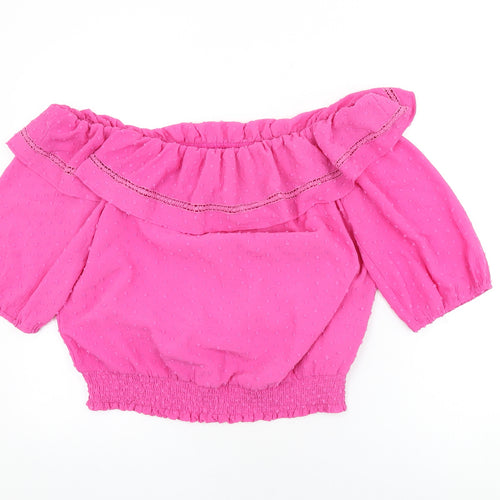 Love & Roses Womens Pink Polyester Basic Blouse Size 16 Scoop Neck - Frill Detail