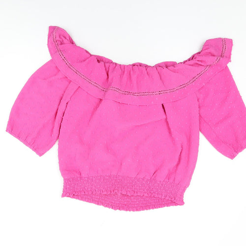 Love & Roses Womens Pink Polyester Basic Blouse Size 16 Scoop Neck - Frill Detail