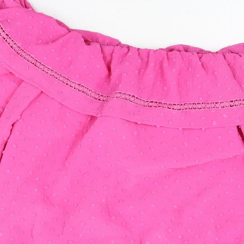 Love & Roses Womens Pink Polyester Basic Blouse Size 16 Scoop Neck - Frill Detail